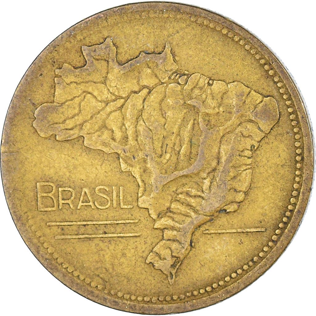 Brazil | 2 Cruzeiros Coin | Map of Brazil | Km:559 | 1942 - 1956