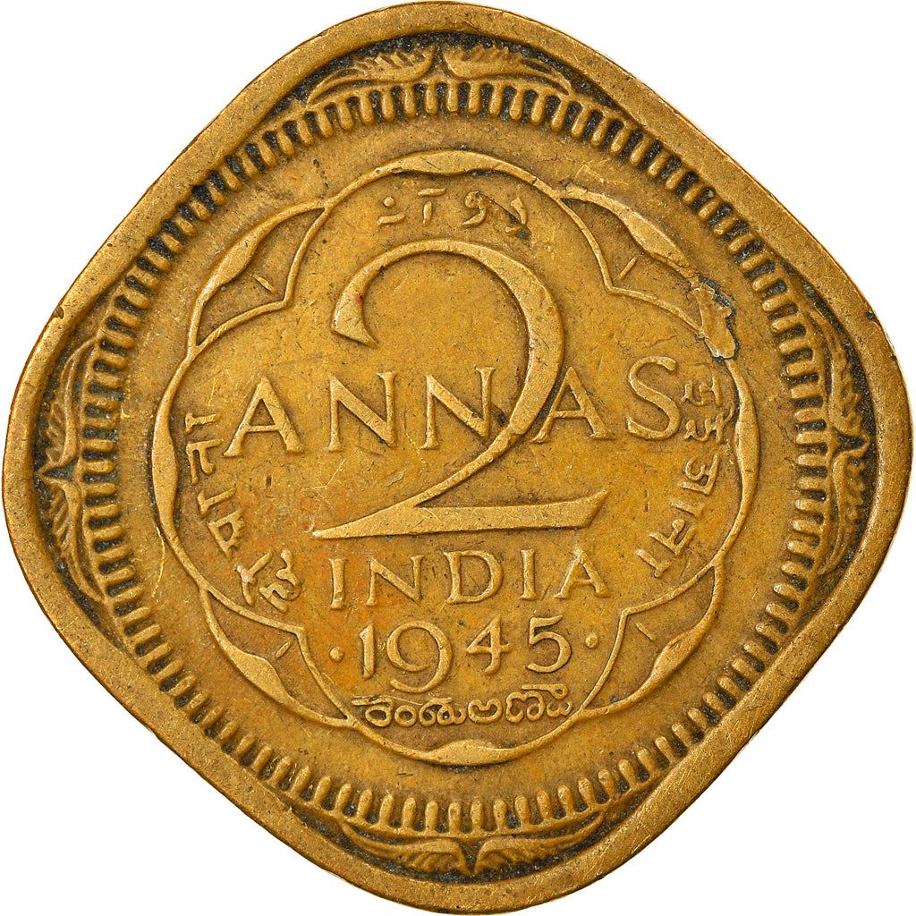 India - British | 2 Annas Coin | King George VI | Km:543 | 1945