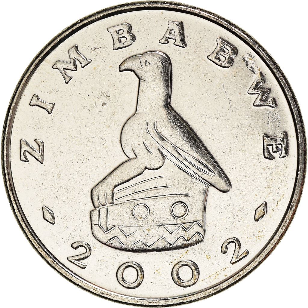 Zimbabwe 50 Cents Coin | Bateleur Eagle | Sun | Independence | KM5a | 2001 - 2003
