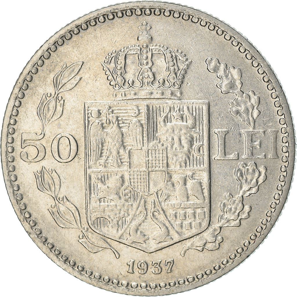 Romania | 50 Lei Coin | King Carol II | KM55 | 1937 - 1938