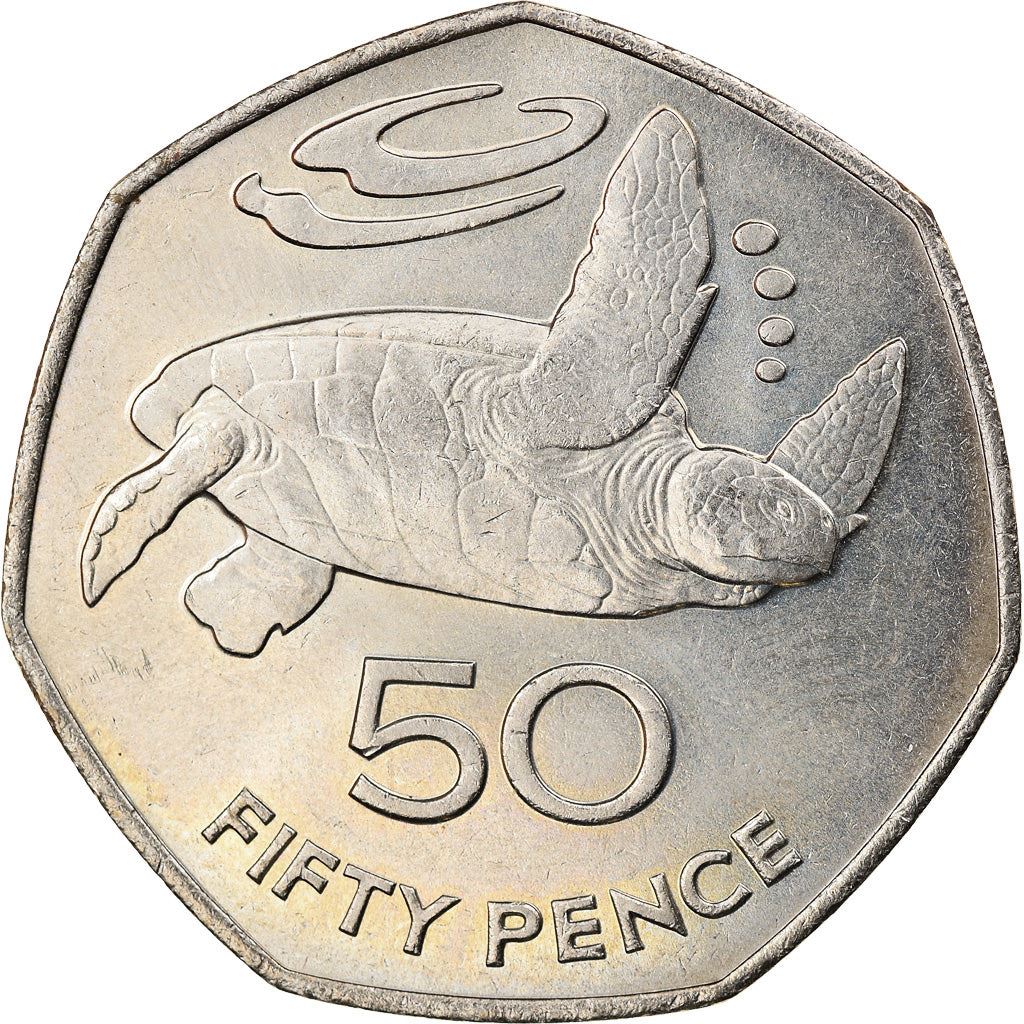 סנט הלנה ואסנשן | מטבע 50 פני | אליזבת השנייה | צב ים ירוק | Km:5 | 1984