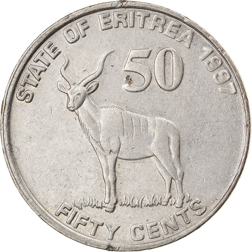 Eritrea | 50 Cents Coin | Greater kudu | Nickel clad steel | KM:47 | 1997