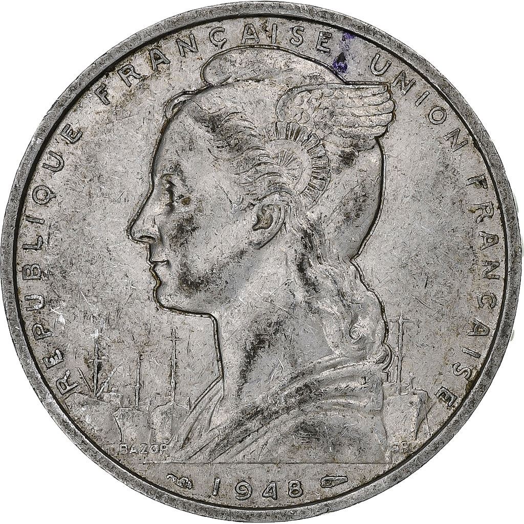 French Somaliland | 5 Francs Coin | Marianne | Waterbuck | Km:6 | 1948