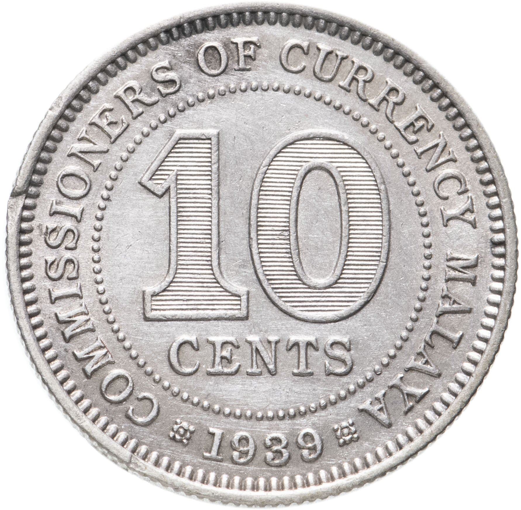 Malaya | 10 Cents Coin | George VI | Km:4 | 1939 - 1941
