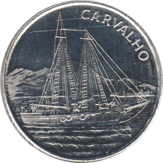 Cape Verde 10 Escudos Coin | Sailing Ship Carvalho | KM41 | 1994