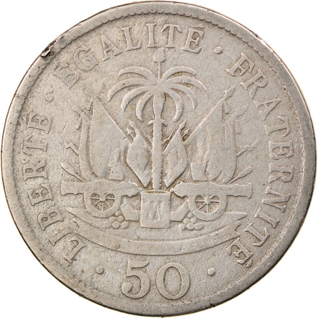 Haiti | 50 Centimes Coin | General Pierre Nord-Alexis | Cannon | Km:56 | 1907 - 1908