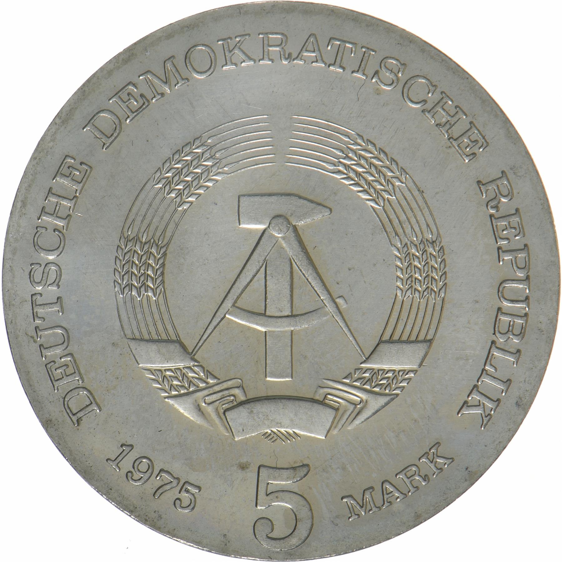 Deutsche Demokratische Republik | 5-Mark-Münze | Thomas Mann | KM:54 | 1975