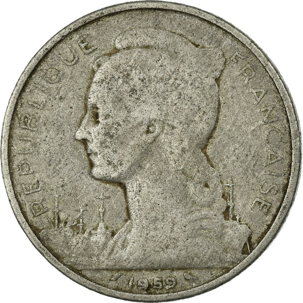French Somaliland | 5 Francs Coin | Marianne | Waterbuck | Km:10 | 1959 - 1965