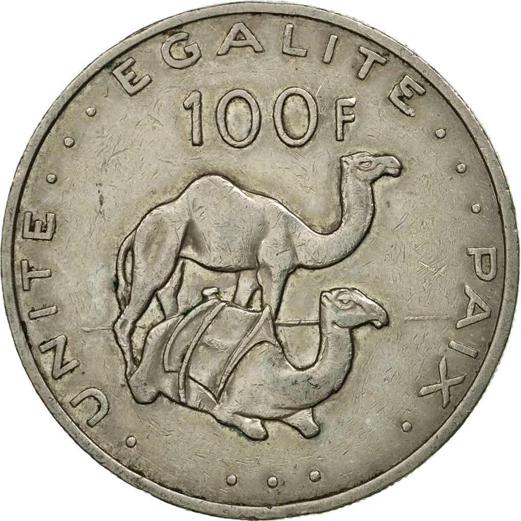 Djibouti | 100 Francs Coin | Knife | Spear | Shield | Dromedary Camels | Km:26 | 1977 - 2017