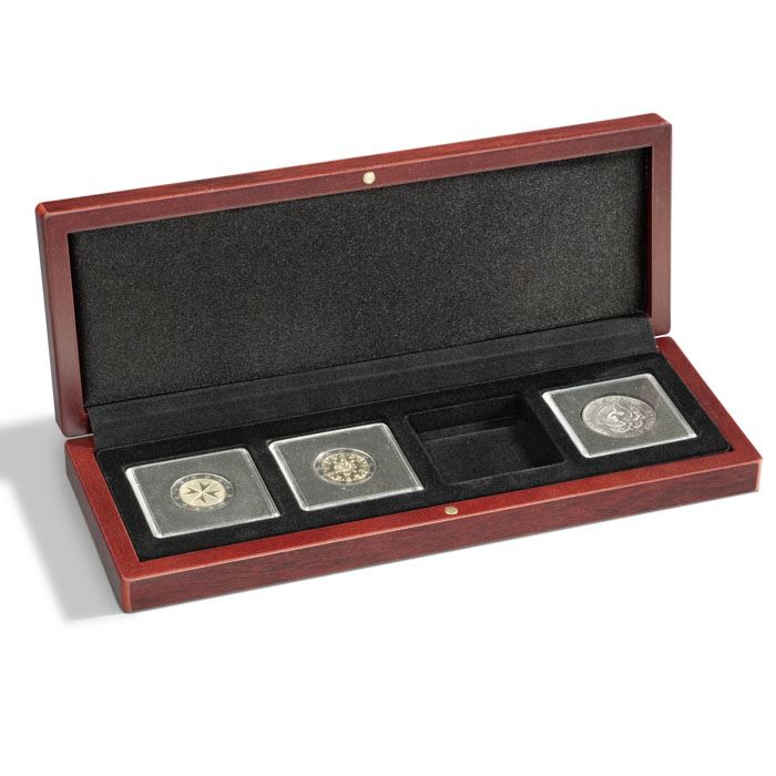 VOLTERRA Small Coin Box | Box for Presenting Coins in Square or Slab Capsules | 1 to 6 Compartments