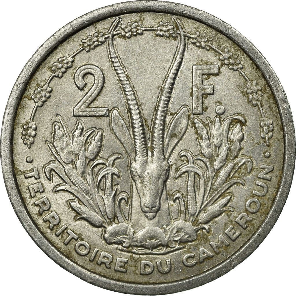 French Cameroon | 2 Francs Coin | Liberty | Phrygian cap | Gazelle | Ships | Km:9 | 1948