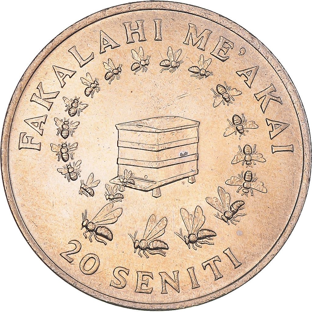 Tonga | 20 Seniti Coin | King Tupou IV | Honey Bee | Beehive | FAO | Km:46 | 1975 - 1979