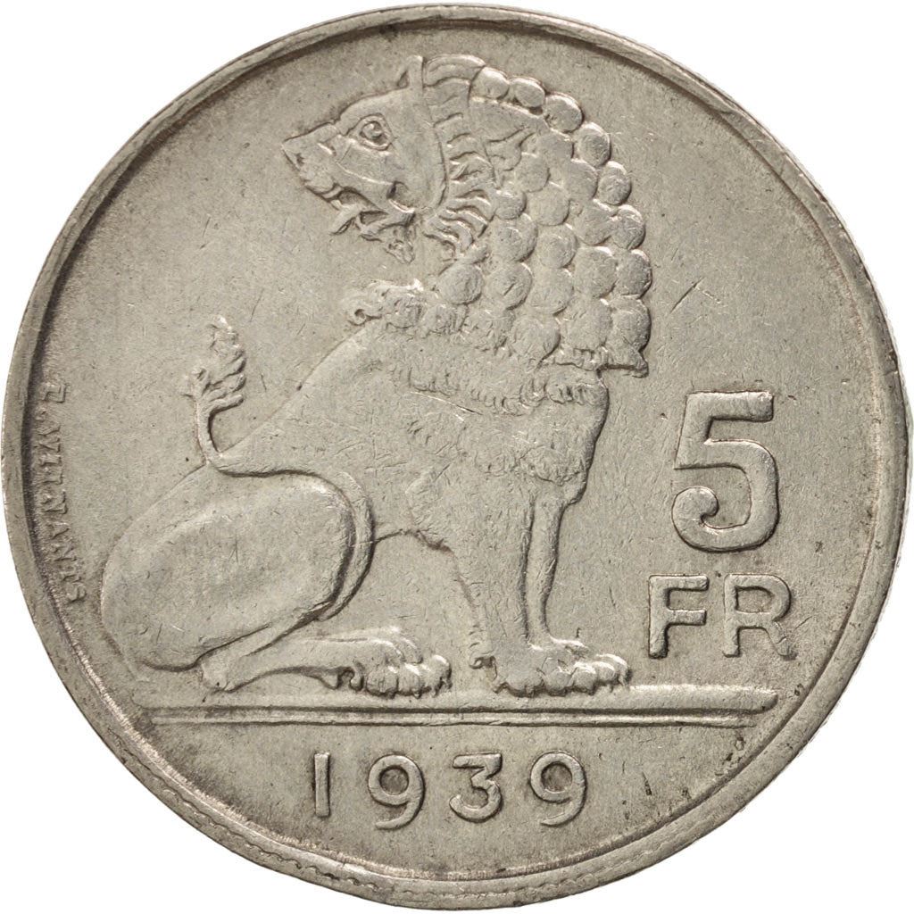 Belgium | 5 Francs Coin | Lion | Km:117 | 1938 - 1939
