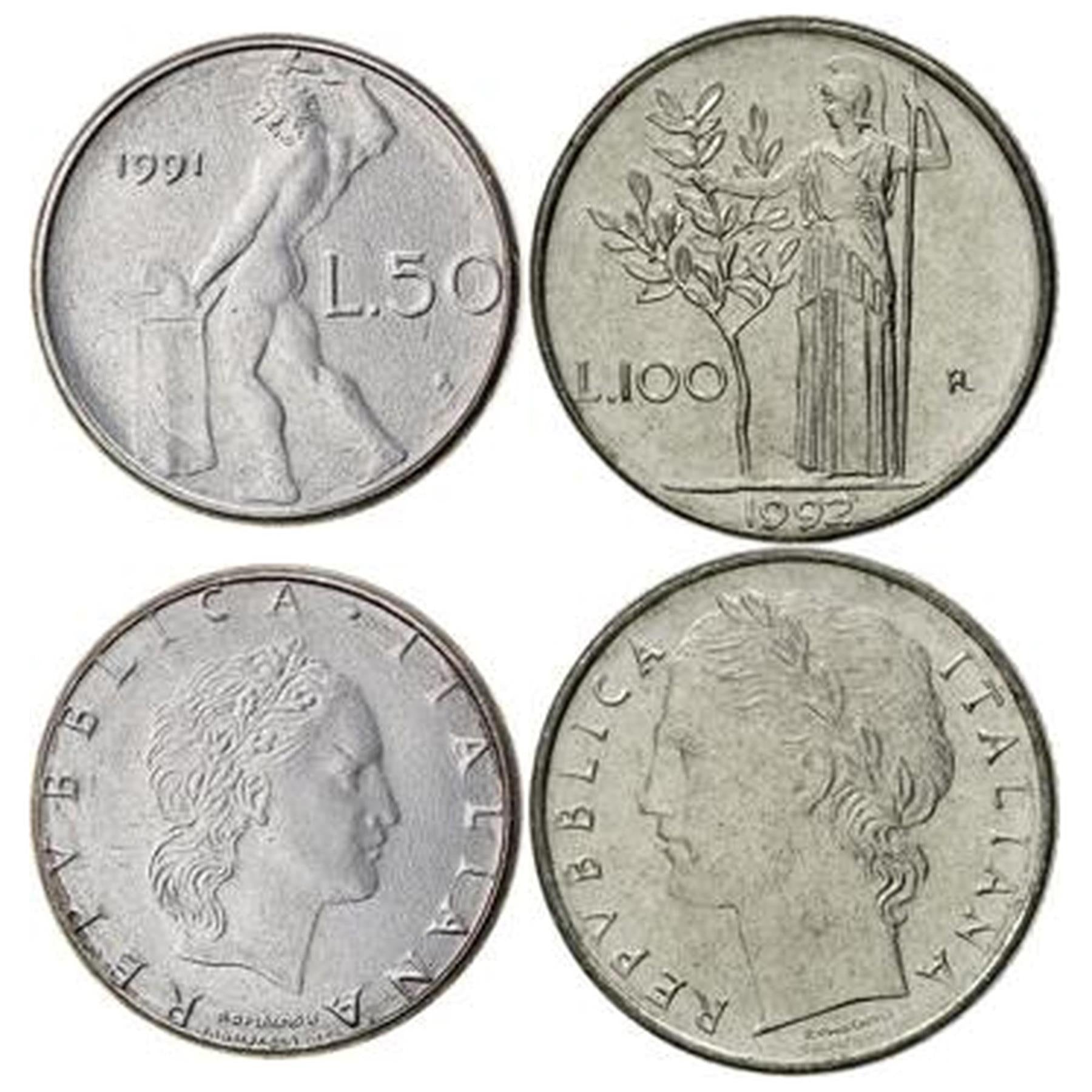 Italy | 2 Coin Set | 50 100 Lire | 1990 - 1995