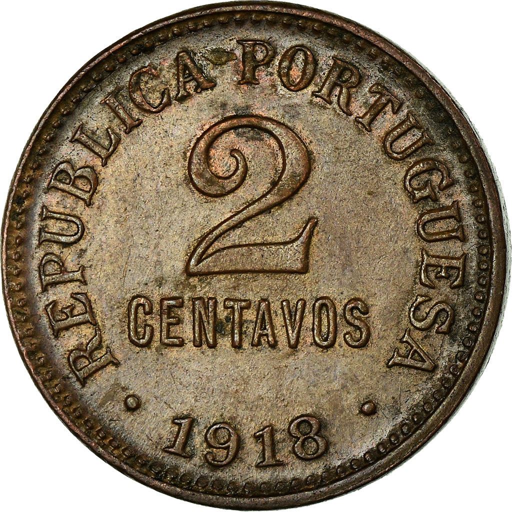 Portugal | 2 Centavos Münze | Bronze | Armillarsphäre | Wappen | Km:568 | 1918 - 1921
