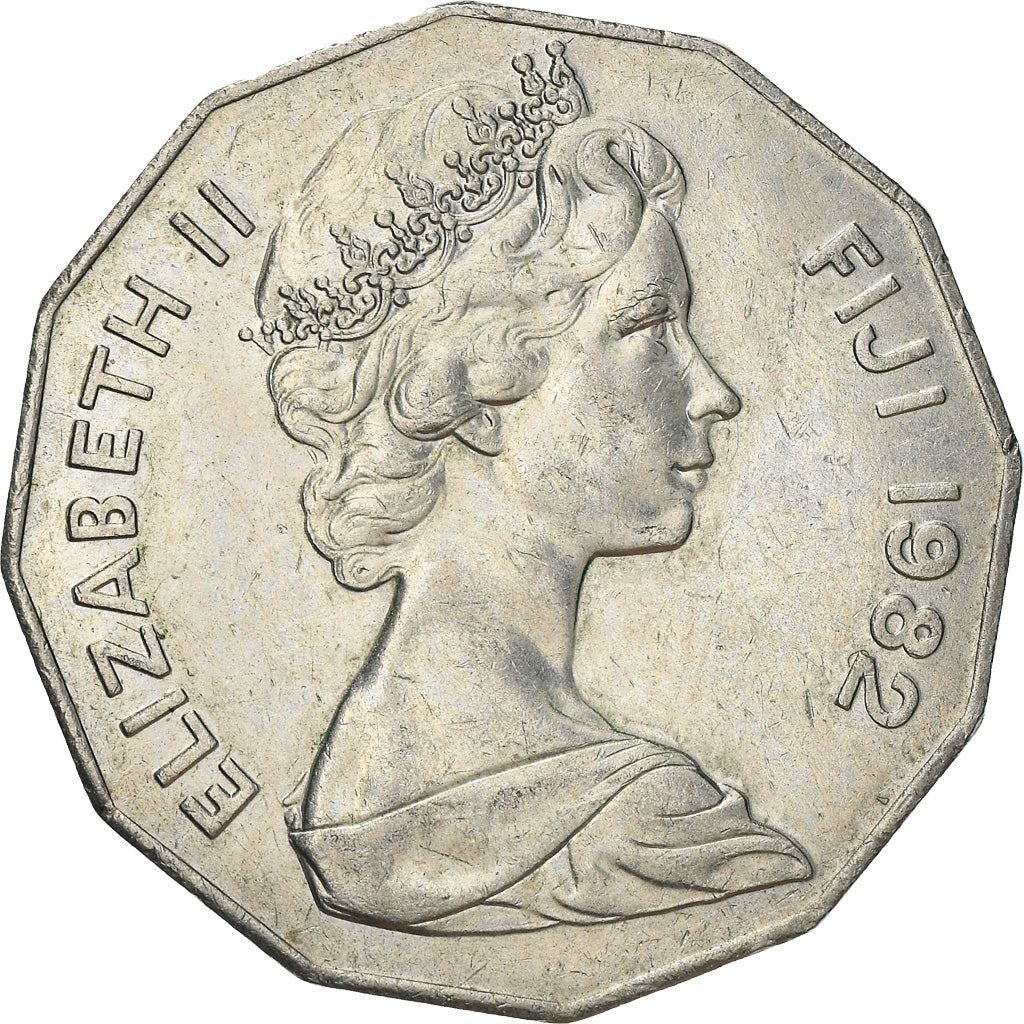 Fiji | 50 Cents Mynt | Elizabeth II | Polynesisk Båt | KM36 | 1975 - 1984