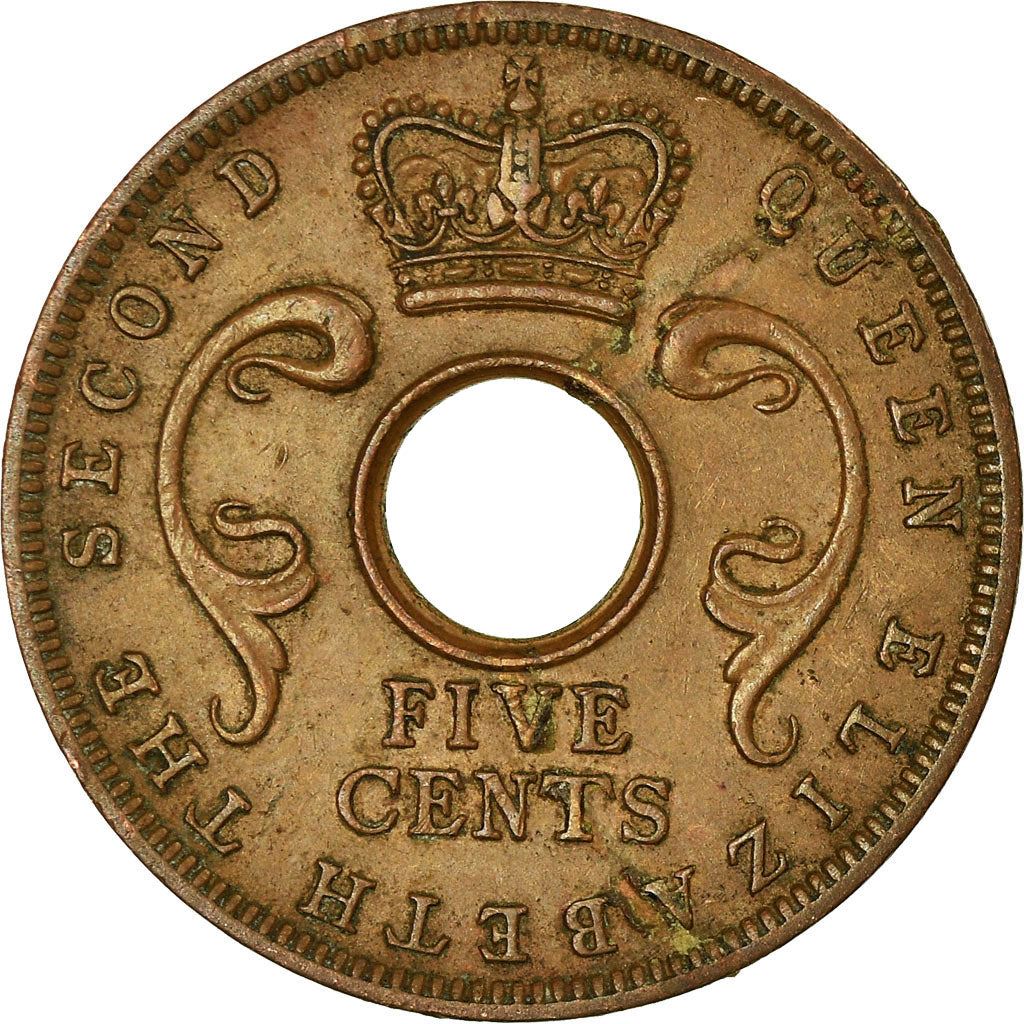 East Africa | 5 Cents Coin | Crown | Tusks | Km:37 | 1955 - 1963
