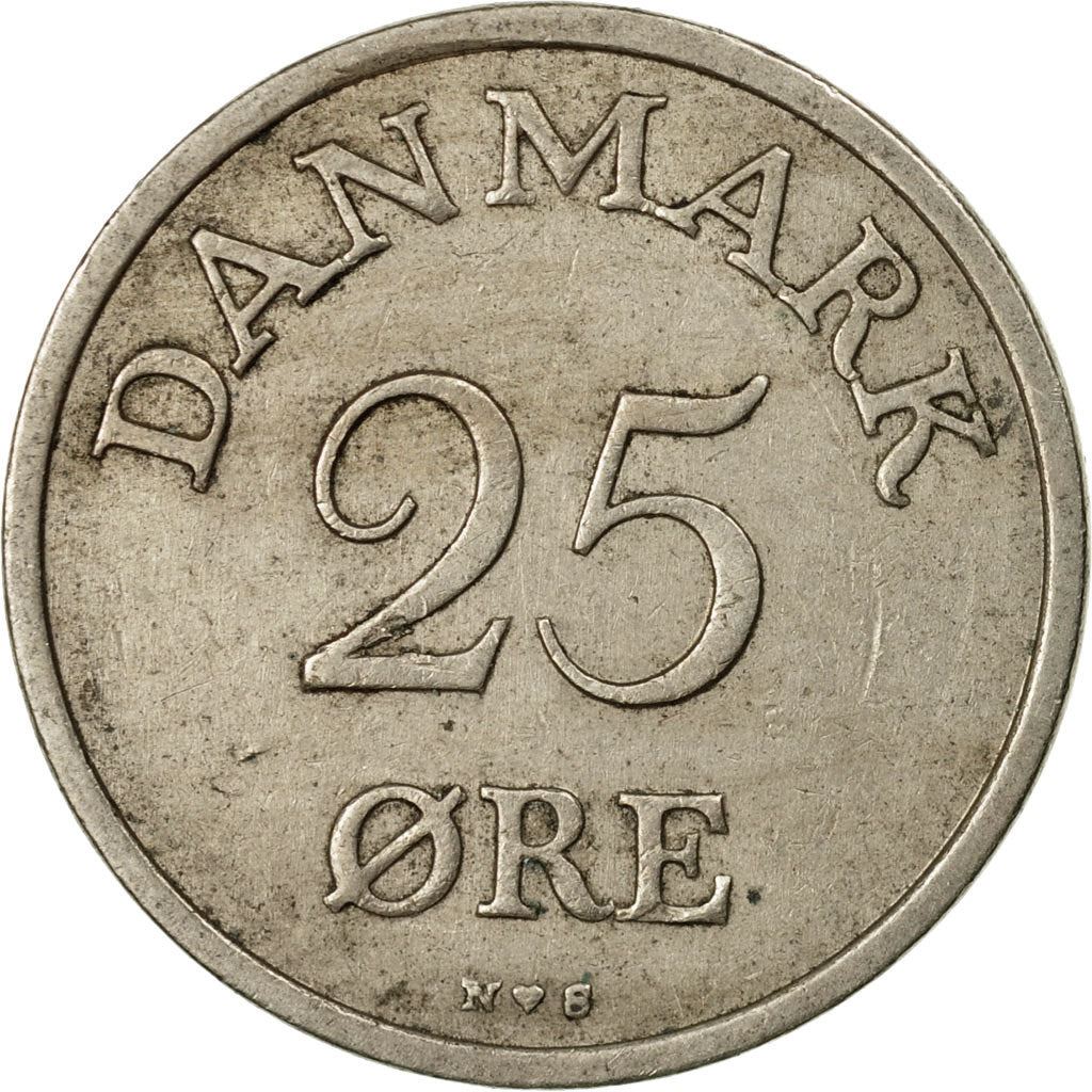 Denmark | 25 Ore Coin | Monogram | Km:842 | 1948 - 1960