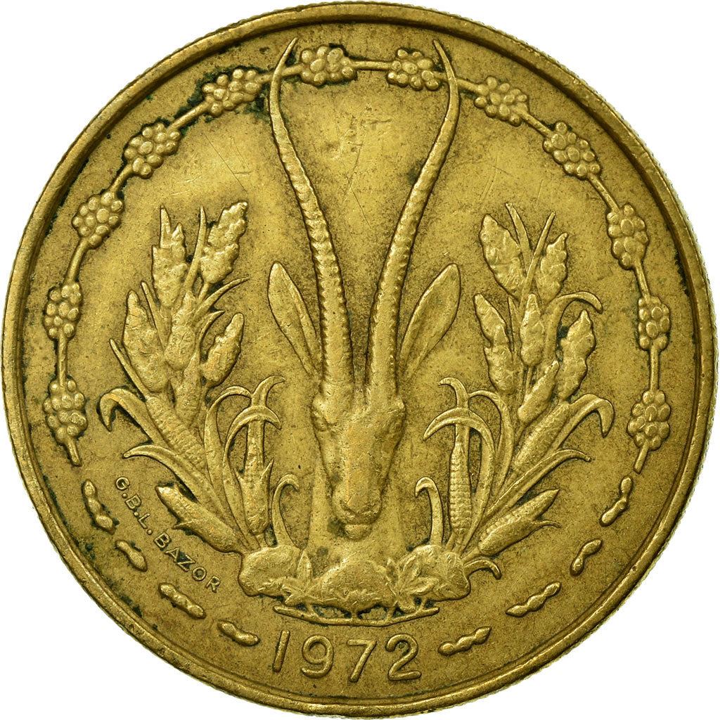 Western African States | 25 Francs Cfa Coin | Emblem of Central Bank | Gazelle | Km:5 | 1970 - 1979