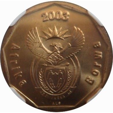 South Africa 50 Cents Coin | Cricket; Sepedi/Sesotho Legend - Afrika Borwa | KM276 | 2003