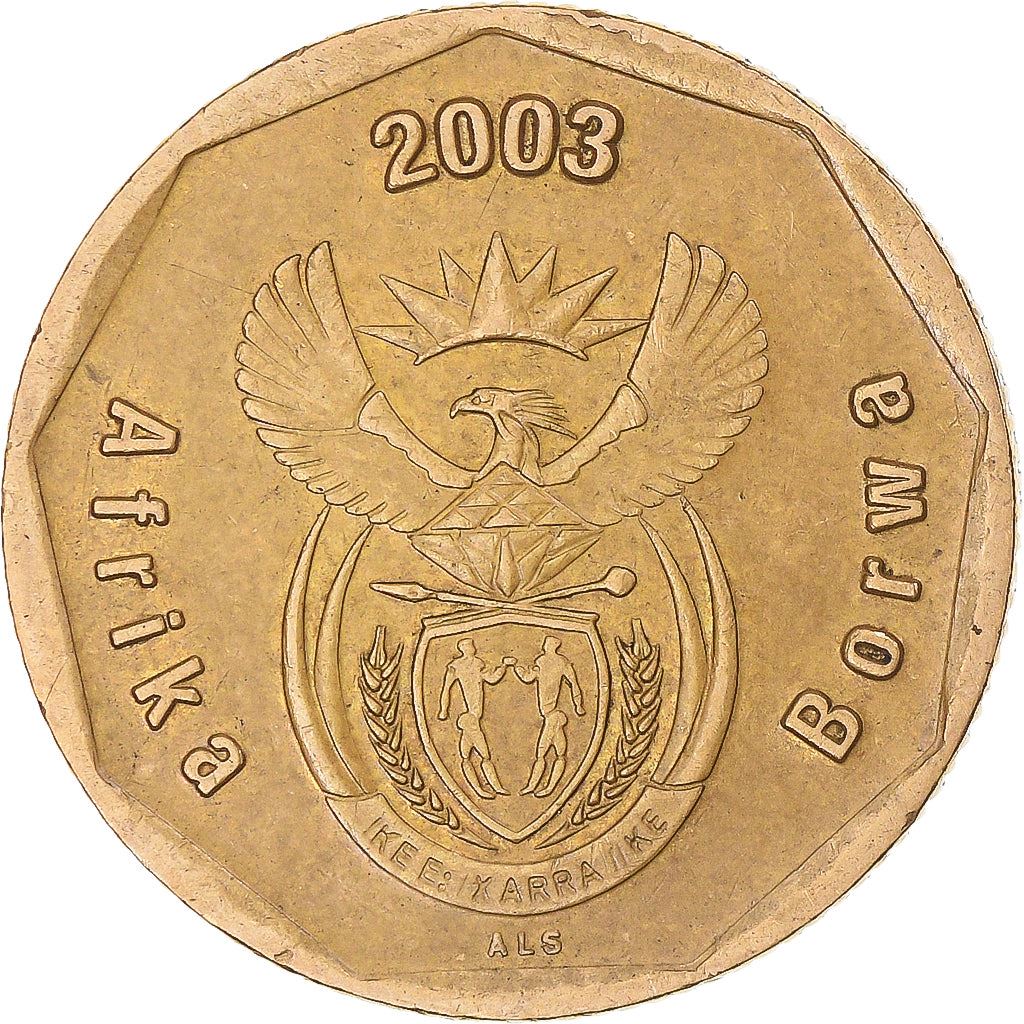 South Africa 50 Cents Coin | Cricket; Sepedi/Sesotho Legend - Afrika Borwa | KM276 | 2003