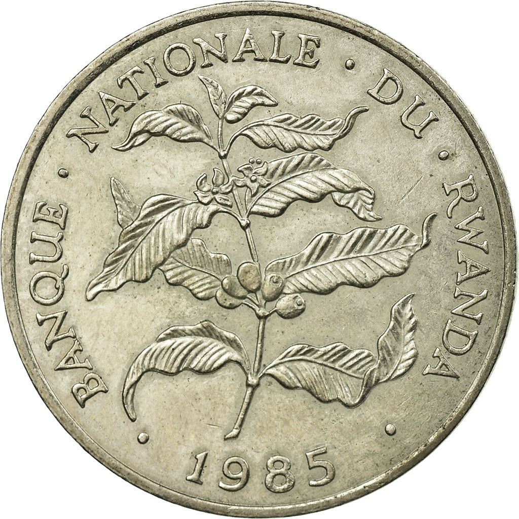 Rwanda | 10 Francs Coin | Coffee Plant | Km:14.2 | 1985