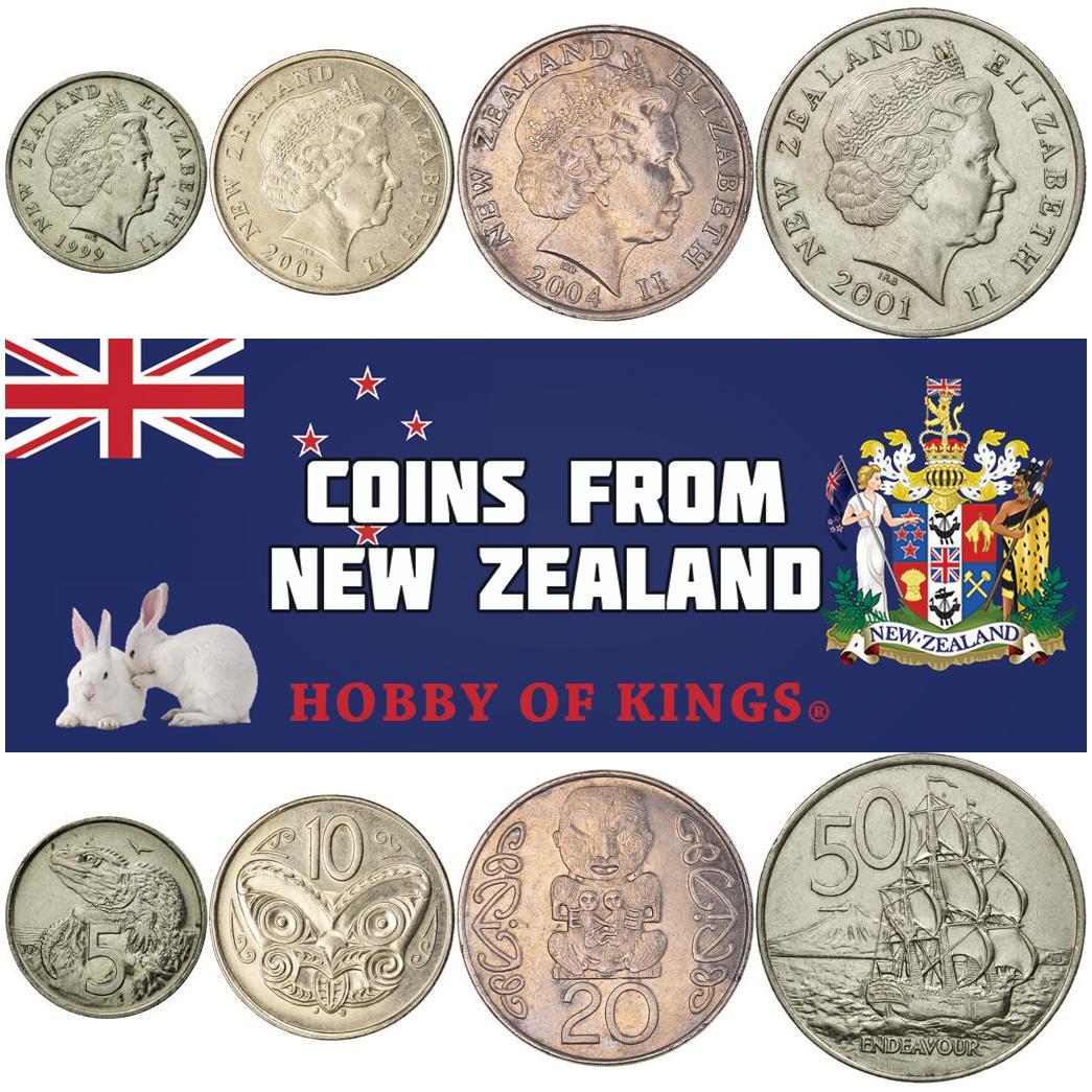 New Zealand 4 Coin Set 5 10 20 50 Cents | Māori | Elizabeth Ii | Tuatara | | Endeavour | Carved Patu | Maori Carving | Māori Koruru | Taiaha | New Zealand | 1999 - 2006