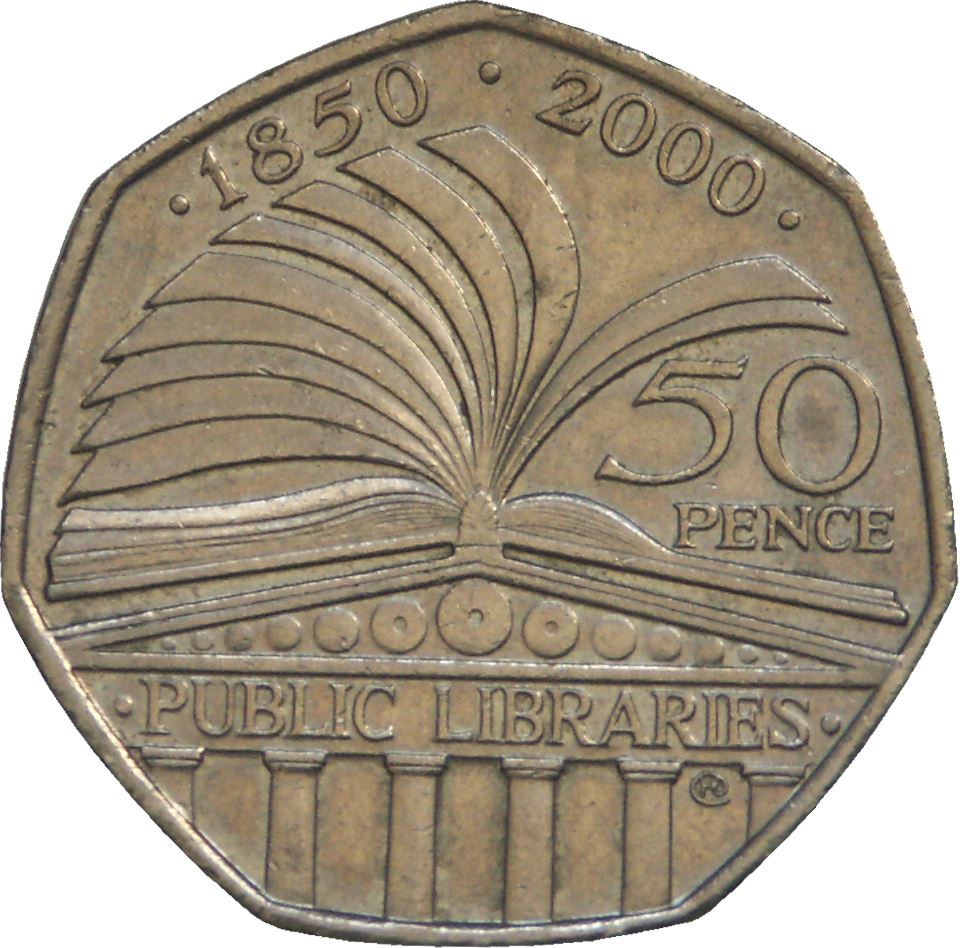 United Kingdom | 50 Pence Coin | Public Libraries | Km:1004 | 2000 - 2009