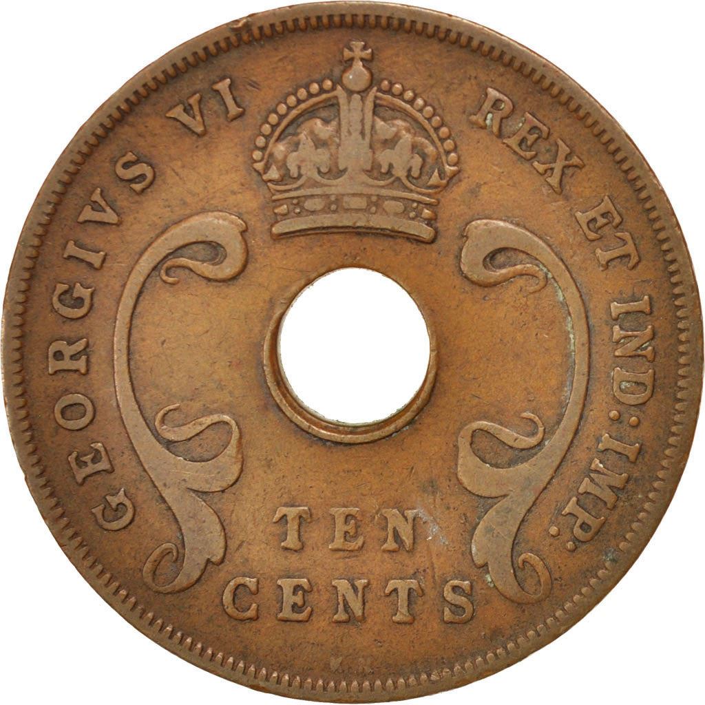East Africa | 10 Cents Coin | Crown | Tusks | Km:26 | 1937 - 1945
