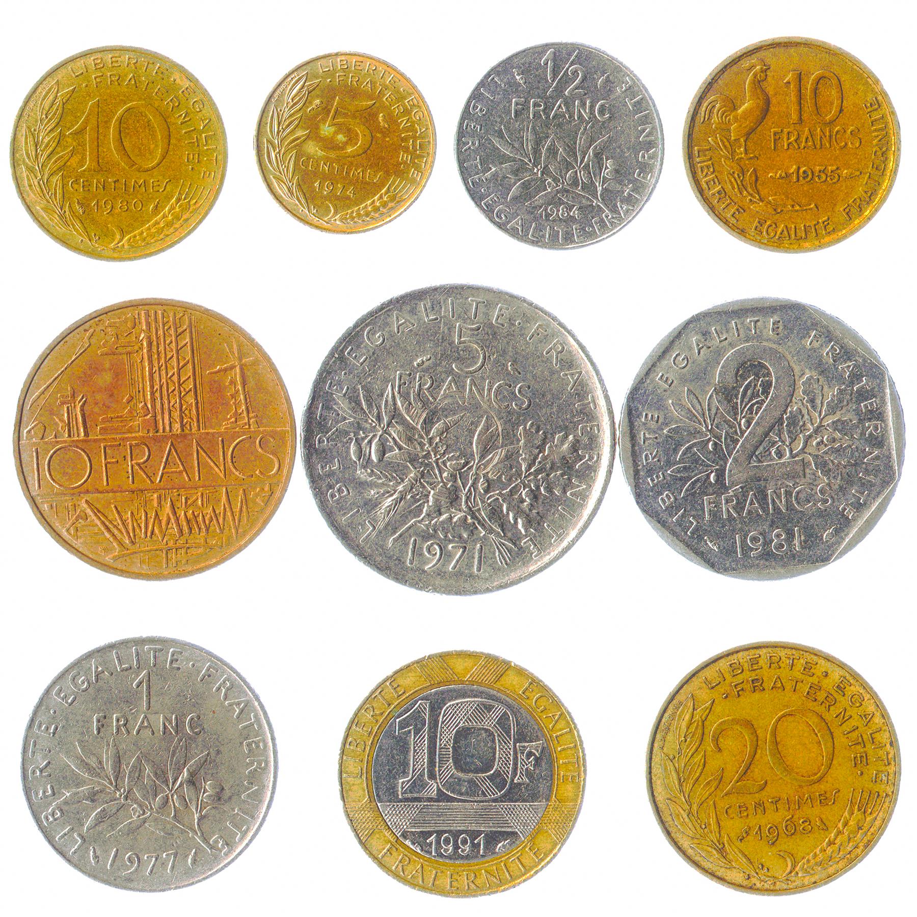 France 10 Mixed Coins | Marianne | 1944 - 2001