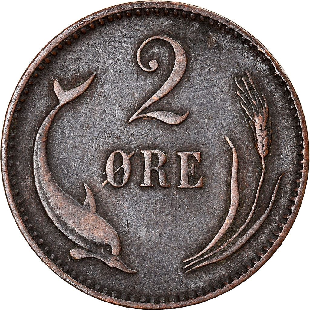 Denmark | 2 Ore Coin | Monogram | Km:793 | 1874 - 1906