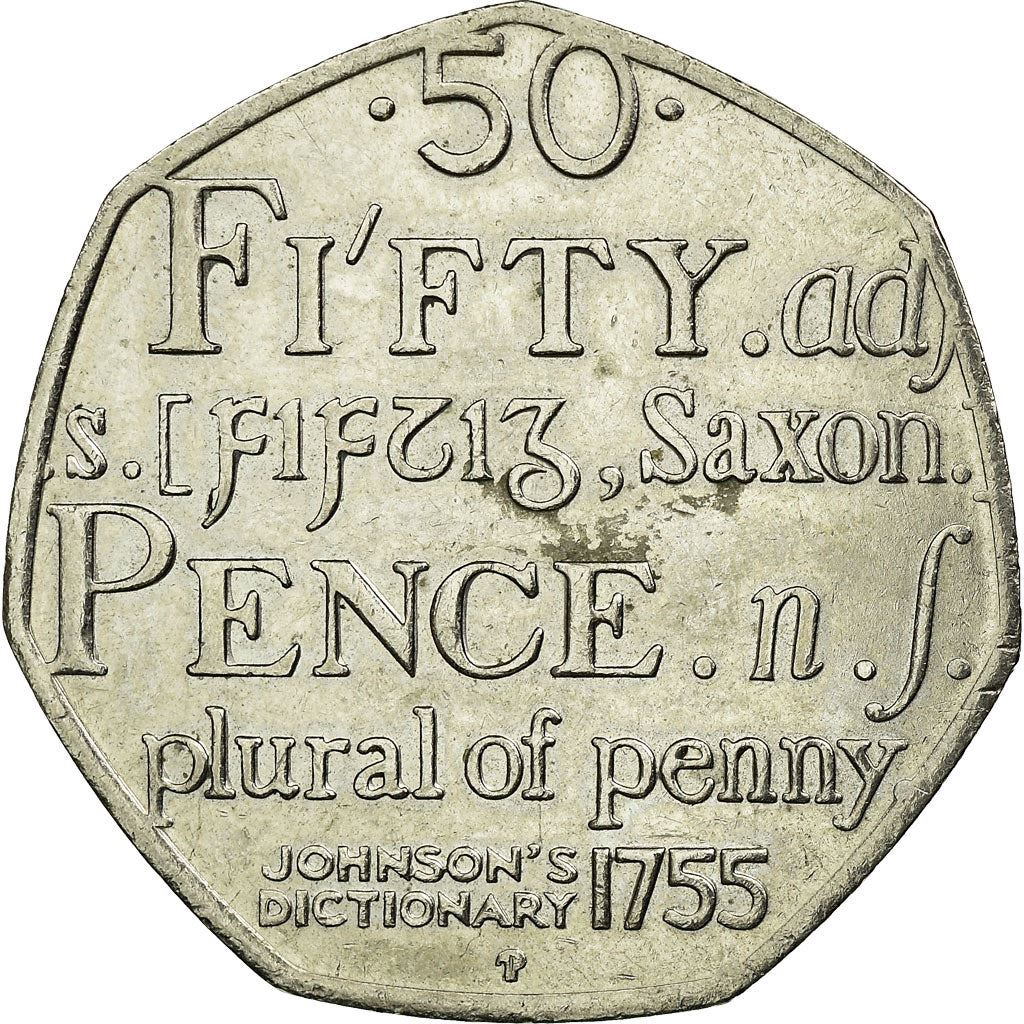 United Kingdom | 50 Pence Coin | Johnson's Dictionary | Km:1050 | 2005 - 2009
