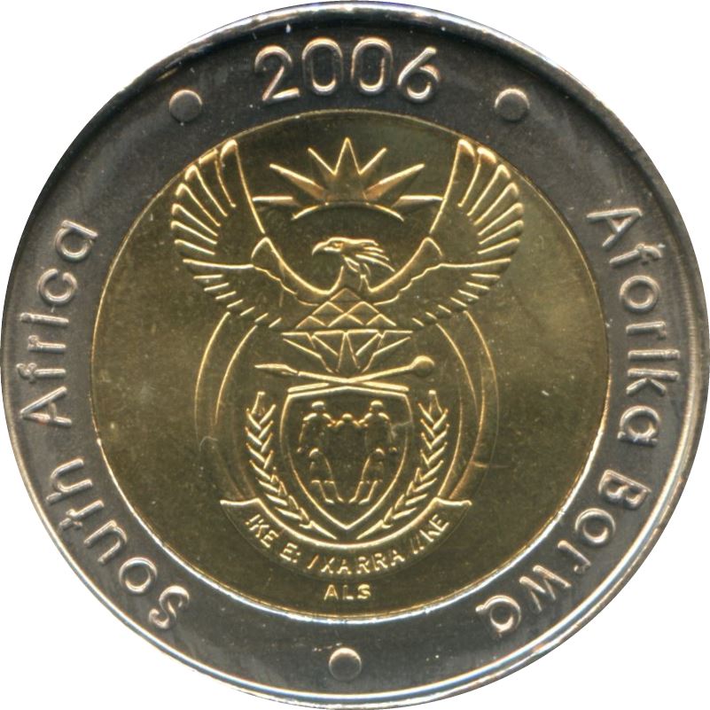 South Africa | 5 Rand Coin | Animals | Wildebeest | Gnu | Km:492 | 2006
