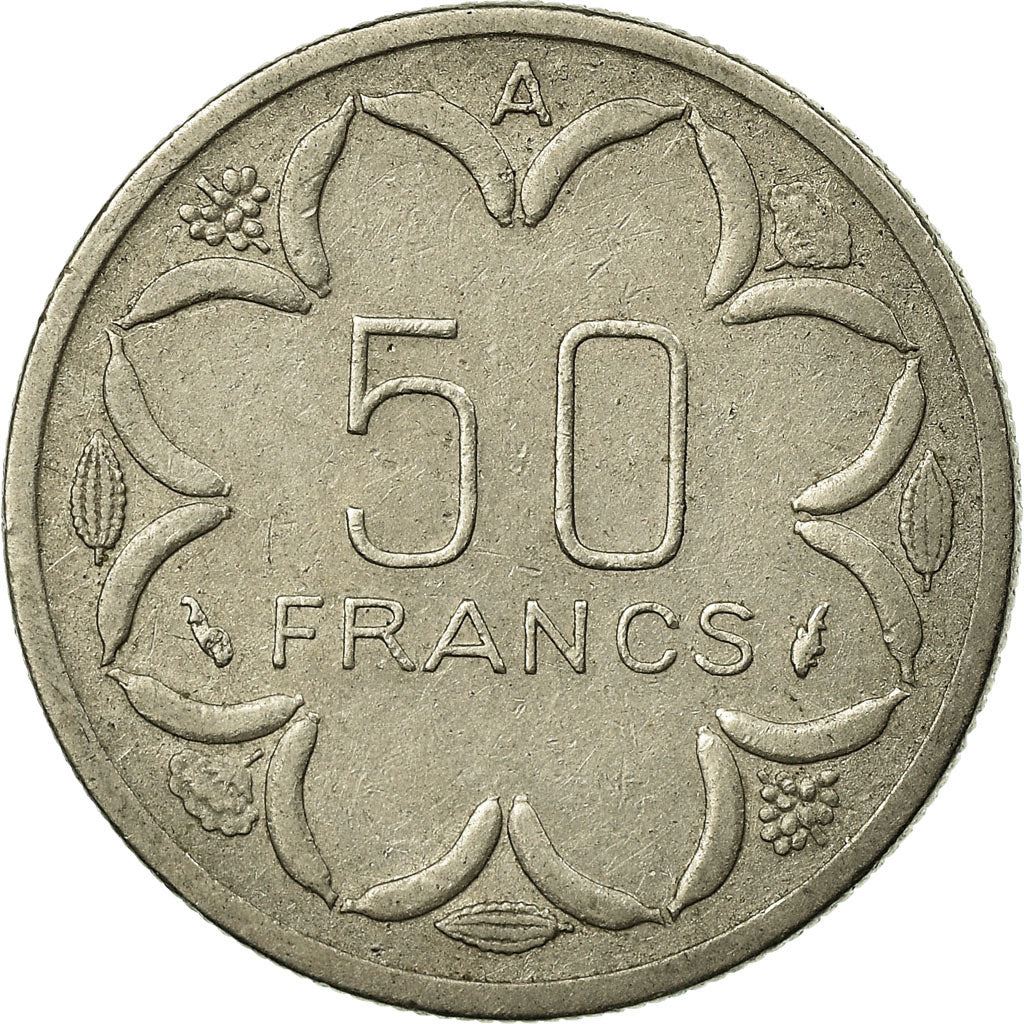 Central African States | 50 Francs Cfa Coin | Antelope | Crops | Km:11 | 1976 - 2003