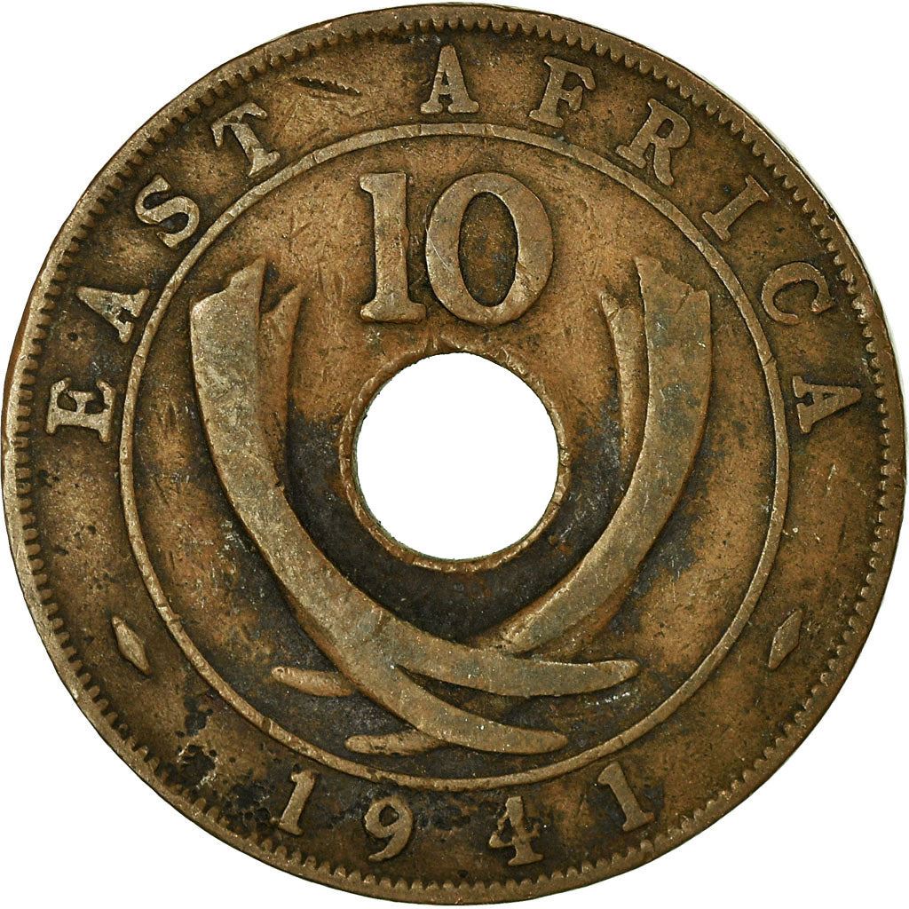 East Africa | 10 Cents Coin | Crown | Tusks | Km:26 | 1937 - 1945