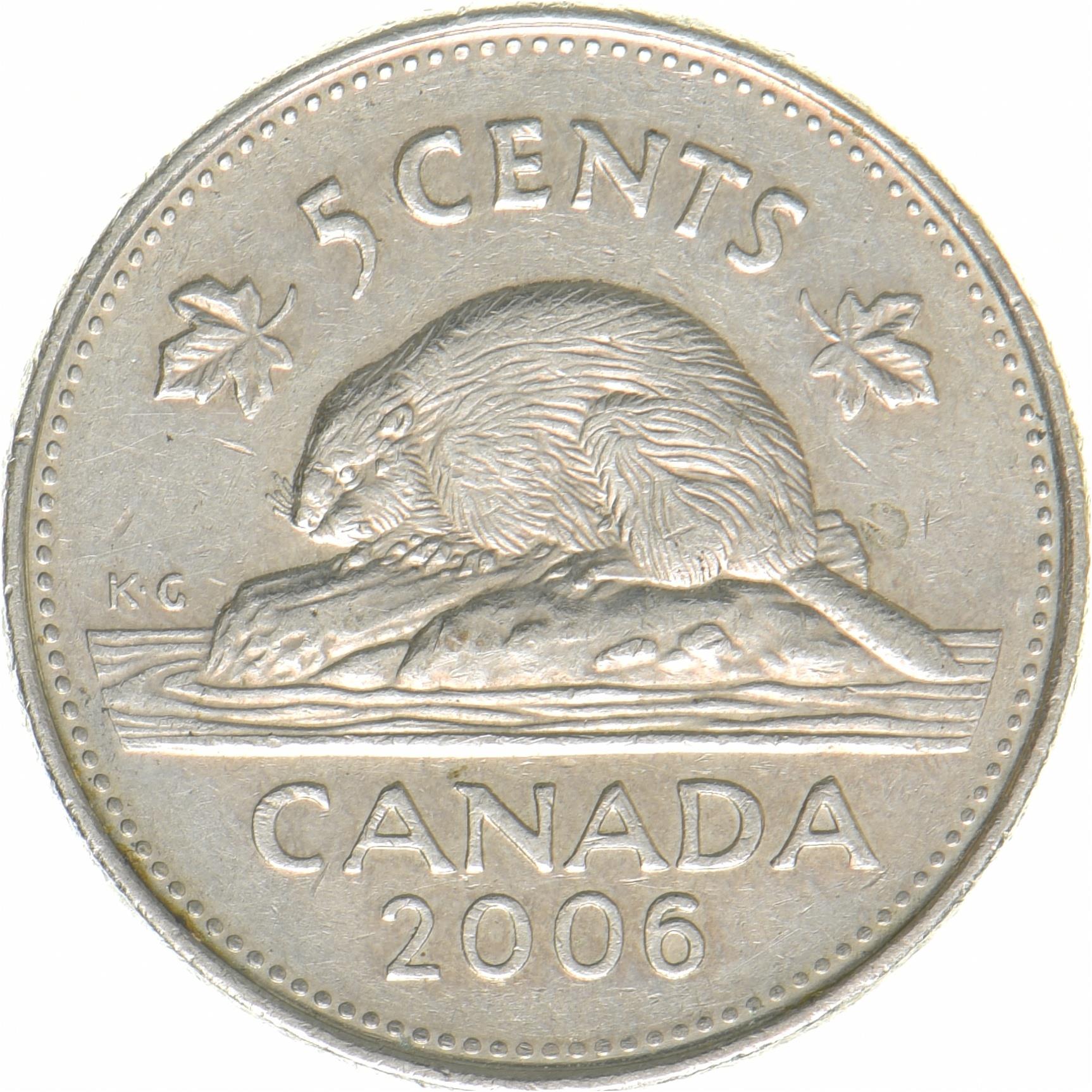 Canada | 5 Cents Coin | Copper-nickel | 4th portrait | KM:491b | 2006