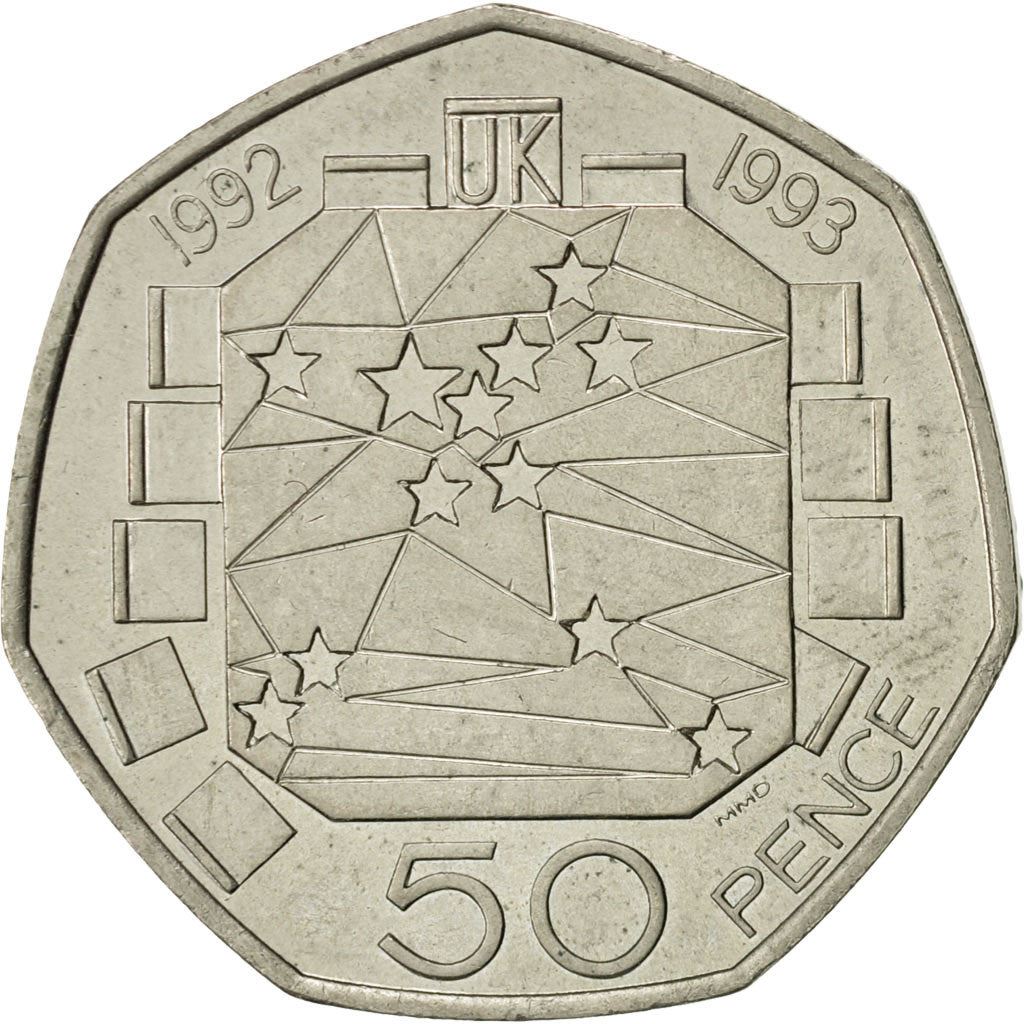 Storbritannien | 50 Pence Mynt | Elizabeth II 3:e porträttet | Europeiska gemenskapen | 1992