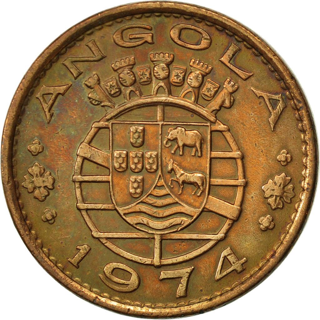 Angola | 1 Escudo Coin | Horse | Elephant | Shield | Km:76 | 1953 - 1974