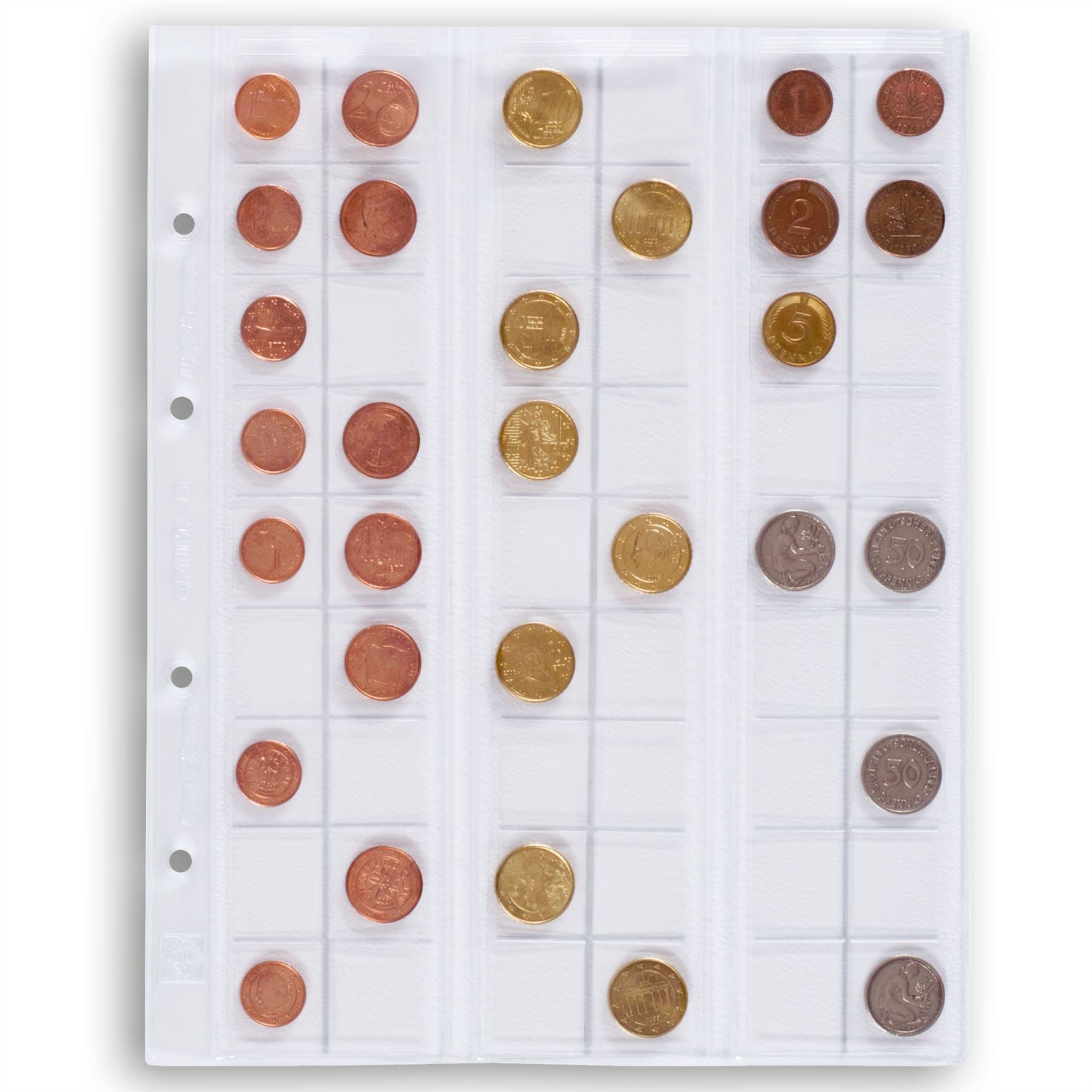 OPTIMA Coin Sheets for Ring Binders | Packs of 5 | Different Pocket Configurations