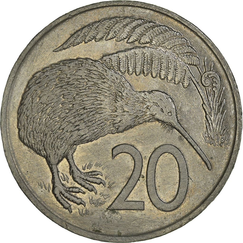 New Zealander 20 Cents Coin | Queen Elizabeth II | Kiwi Bird | KM36 | 1967 - 1985