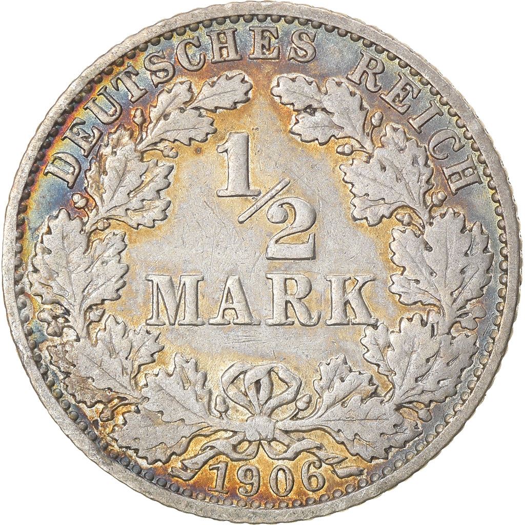 German Empire 1/2 Mark Coin | Deutsches Reich | Wilhelm II | Type 2 | KM17 | 1905 - 1919