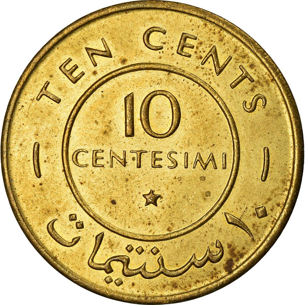 Somalia | 10 Centesimi Coin | Leopards | Shield | Star | Km:7 | 1967