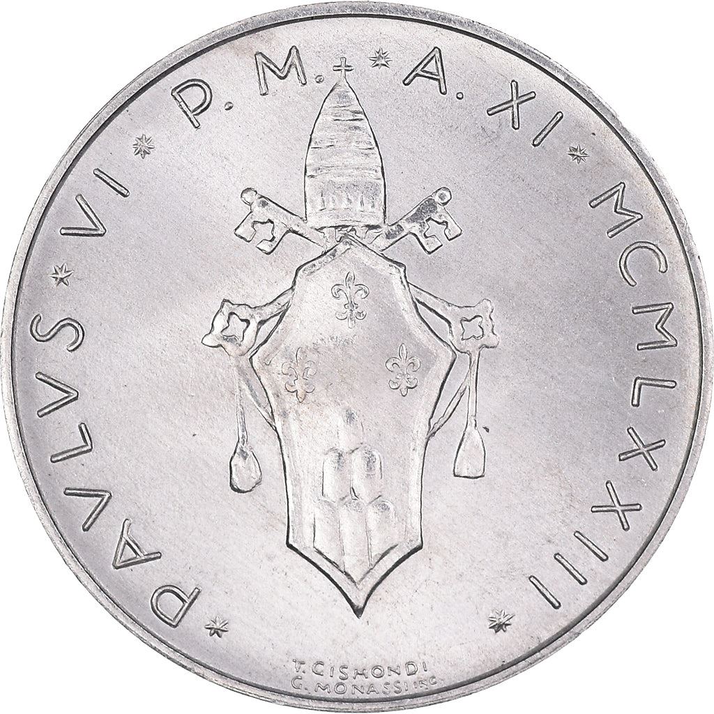 Vatican City | 10 Lire Coin | Paul VI | Km:119 | 1970 - 1977