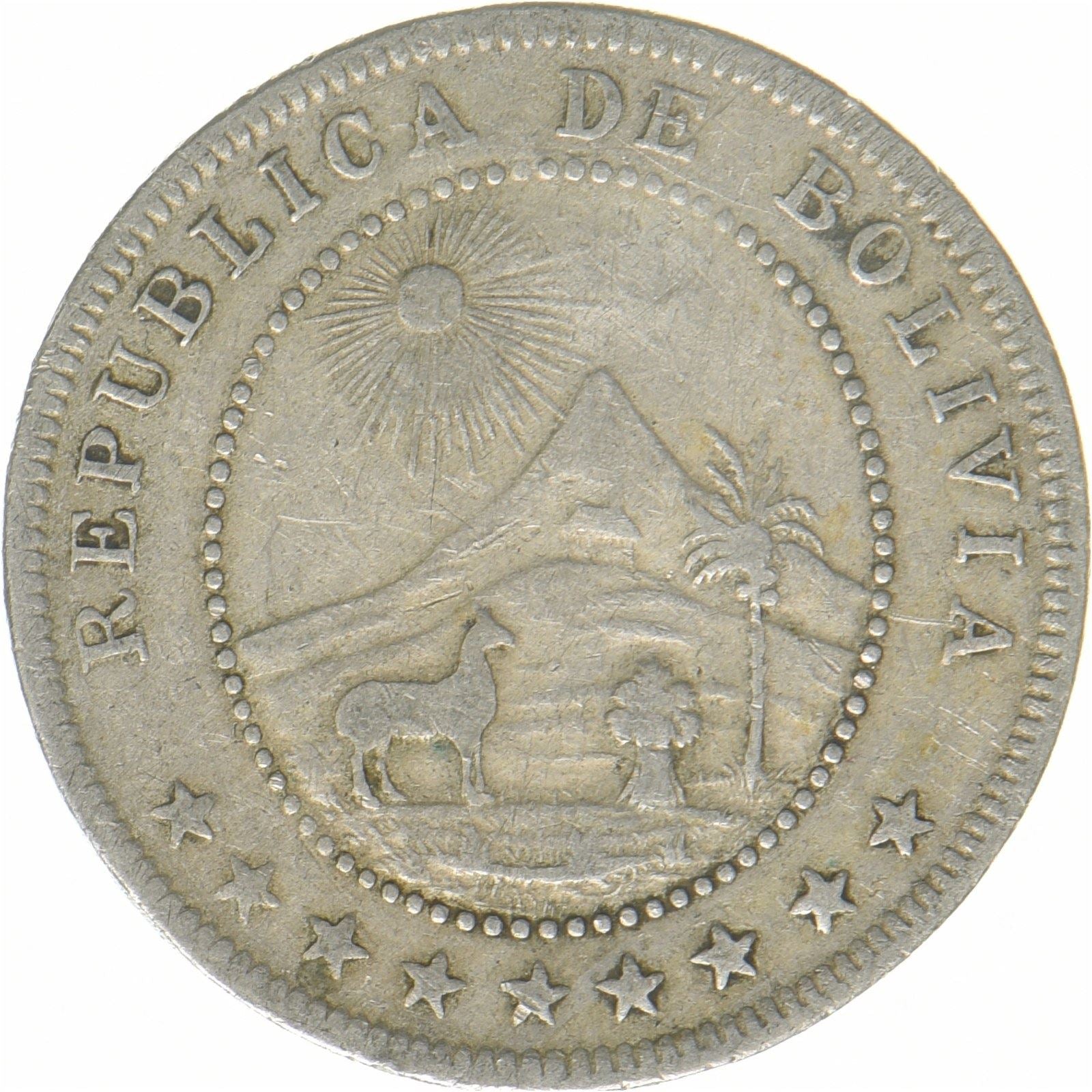 Bolivien | 5-Centavos-Münze | Caduceus | Kupfer-Nickel | KM:173 | 1893–1919