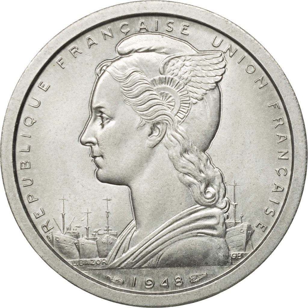 Madagascar | 2 Francs Coin | Marianne | Zebu | Km:4 | 1948