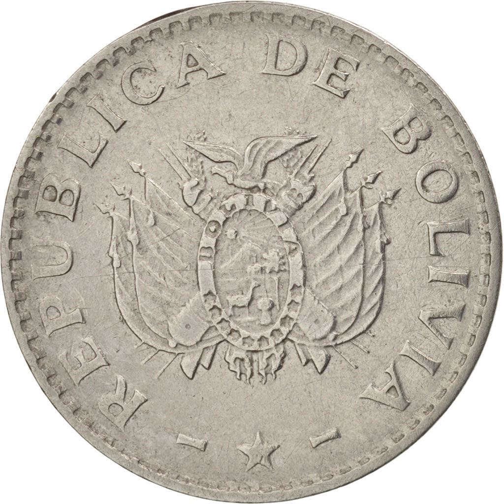 Boliwia | Moneta 5 Centavos | Stal nierdzewna | Broń palna | Ptak | Km:201 | 1987