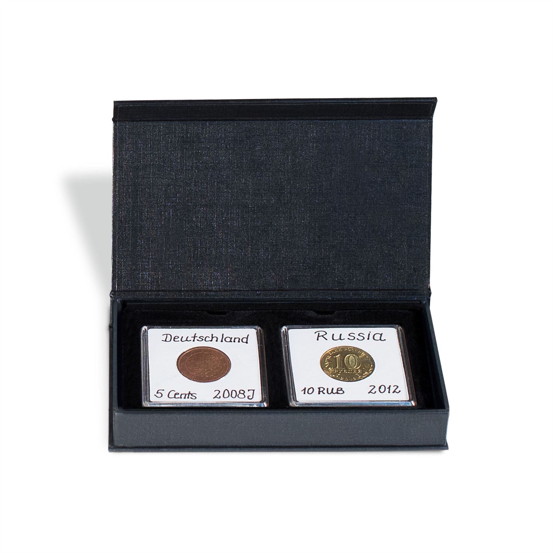 AIRBOX Small Coin Box | Box for Presenting Coins in Square Capsules | 1 to 6 Compartments