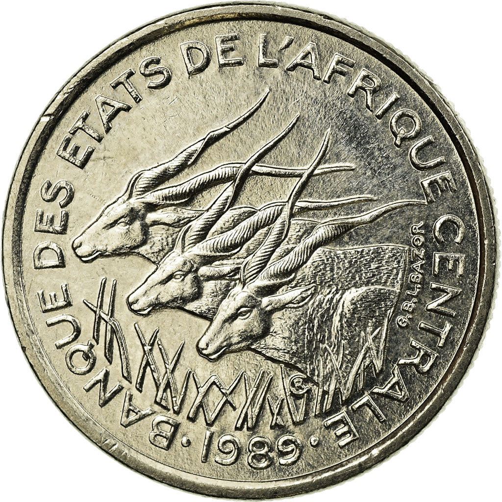 Central African States | 50 Francs Cfa Coin | Antelope | Crops | Km:11 | 1976 - 2003