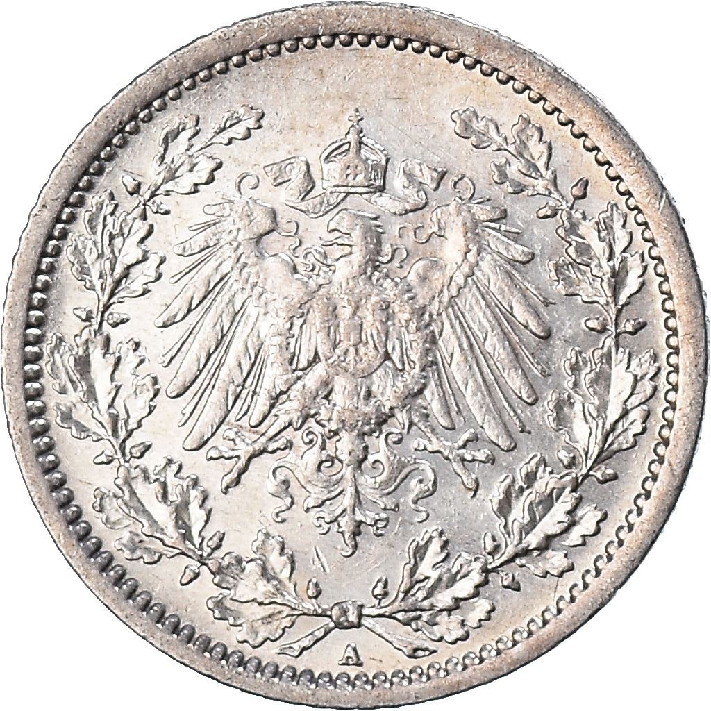 German Empire 1/2 Mark Coin | Deutsches Reich | Wilhelm II | Type 2 | KM17 | 1905 - 1919