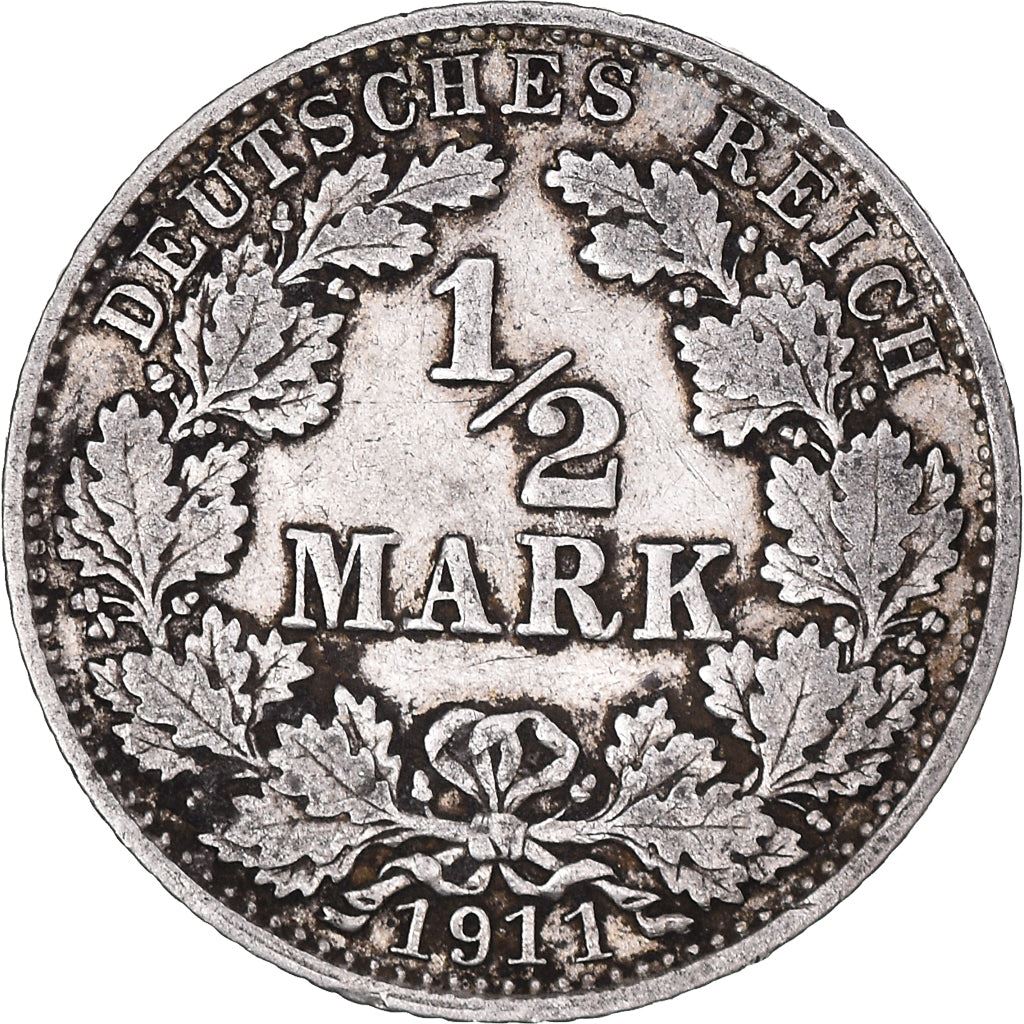 German Empire 1/2 Mark Coin | Deutsches Reich | Wilhelm II | Type 2 | KM17 | 1905 - 1919
